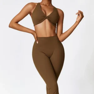 Mocha Twist Front Sports Bra